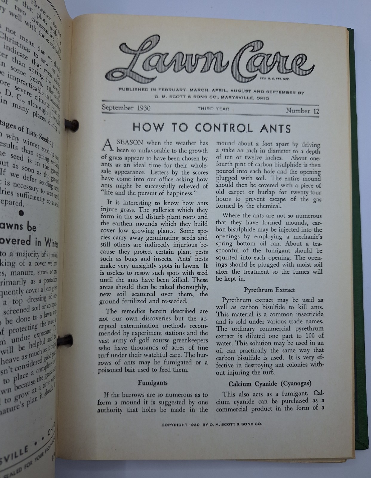 Scotts Lawn Care Binder w/Quarterly Bulletin Inserts O M Scott & Sons Co Vintage