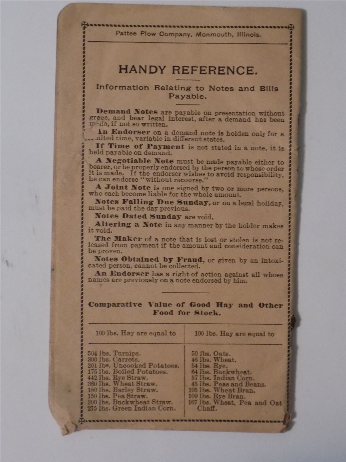 Pattee Plow Company, Monmouth, IL « The New Departure » Vtg Cultivators Pamphlet