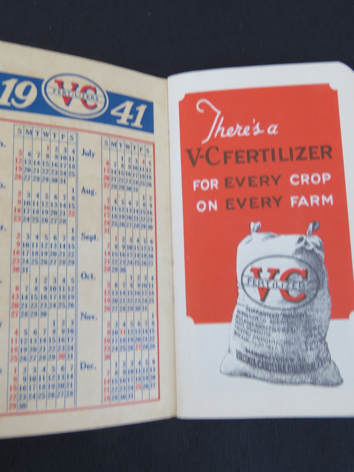 VC Fertilizers Pocket Note Booklet w/ Advertising Unused Virgina-Carolina Corp.