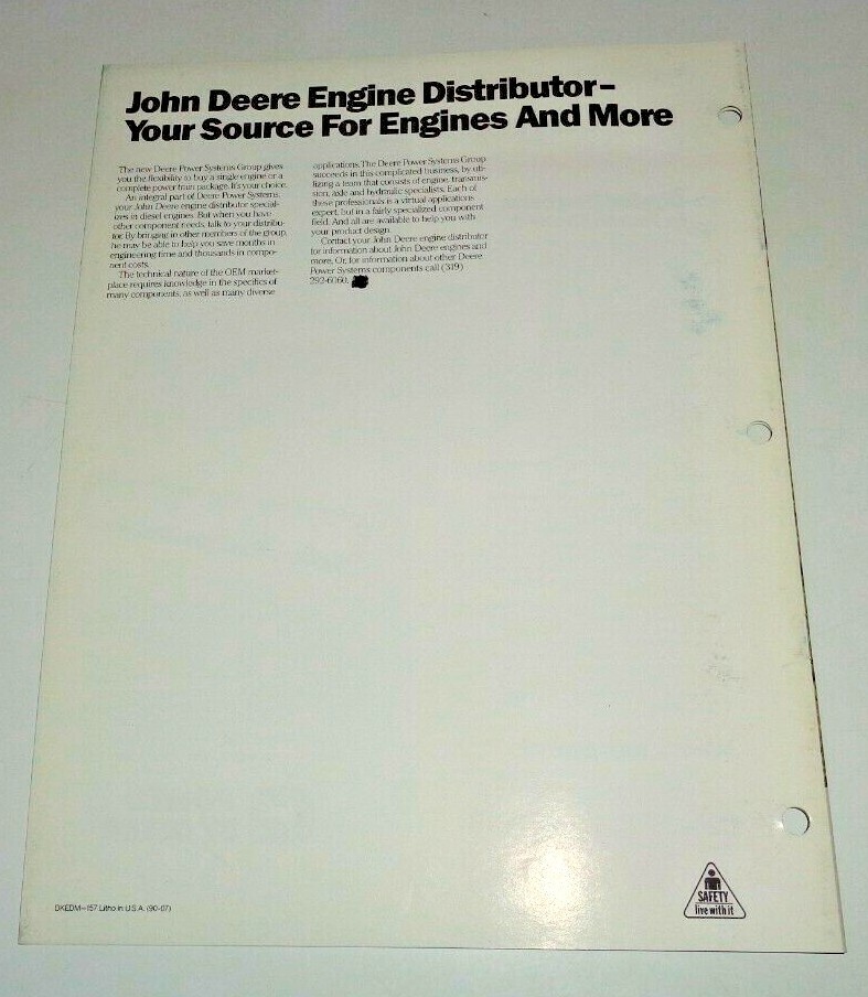 John Deere Summer 1990 Power Source Magazine Engines in Canada Lettuce Farming