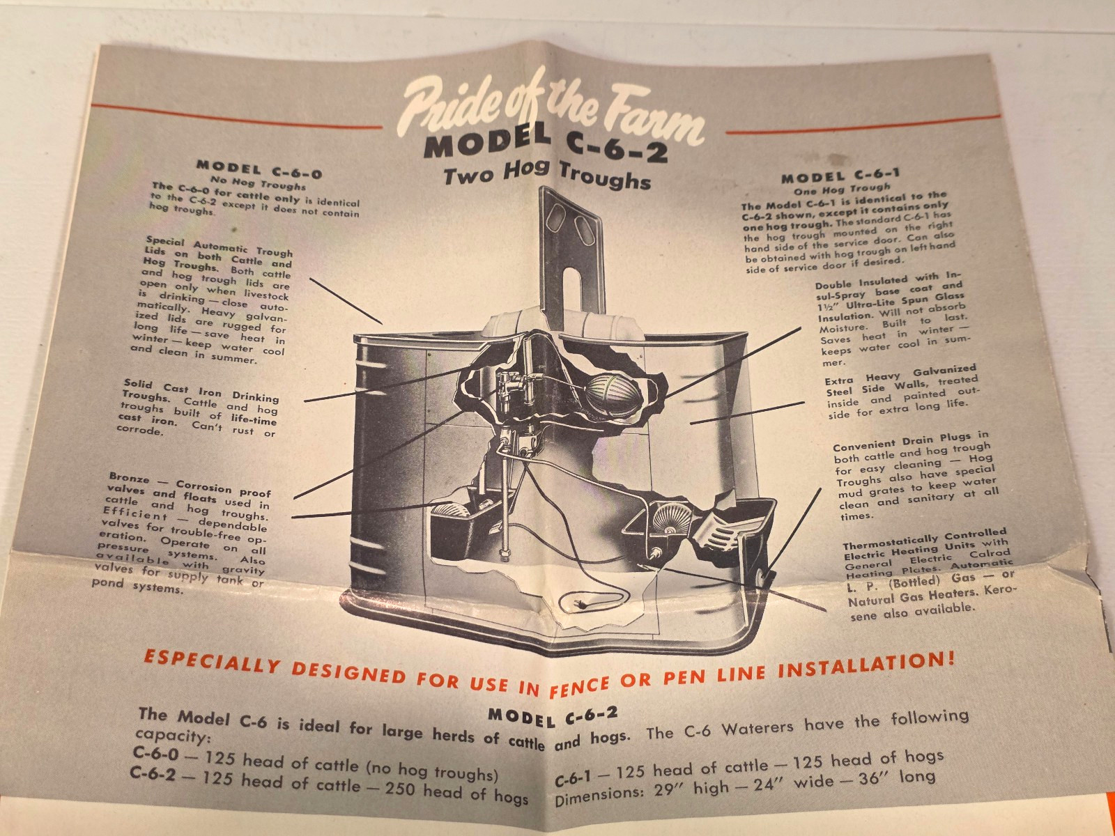 1950s Pride of the Farm Hog Livestock Automatic Water Feeder Brochure
