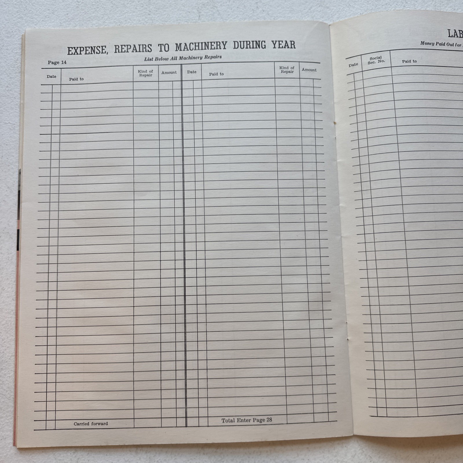 Melvin H. Sheffer Inc. Farming Equipment & Refrigeration Farm Record Book 1951