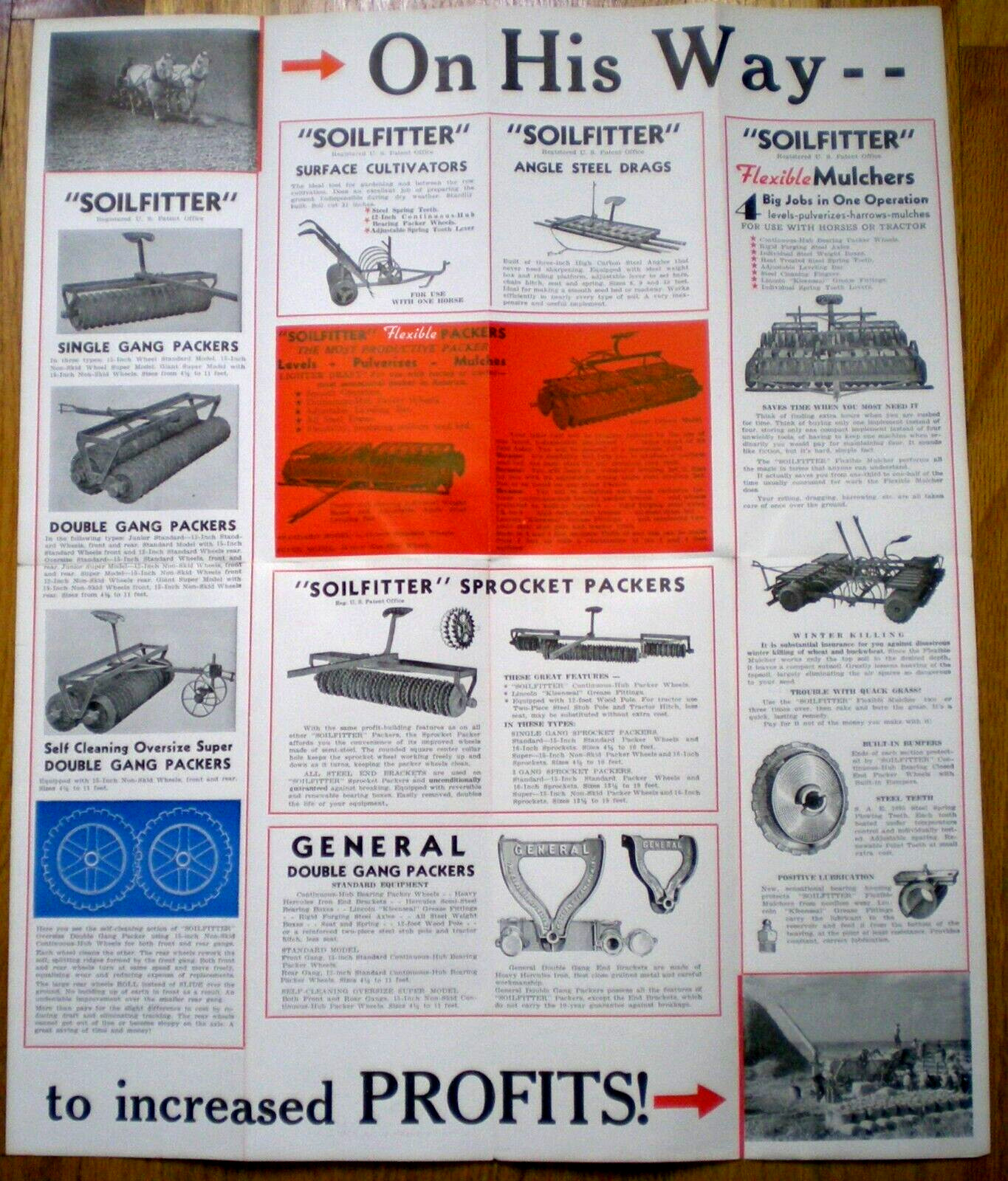 c1937 FARM IMPLEMENTS Broadside/Brochure ~ « Soilfitter » Packers