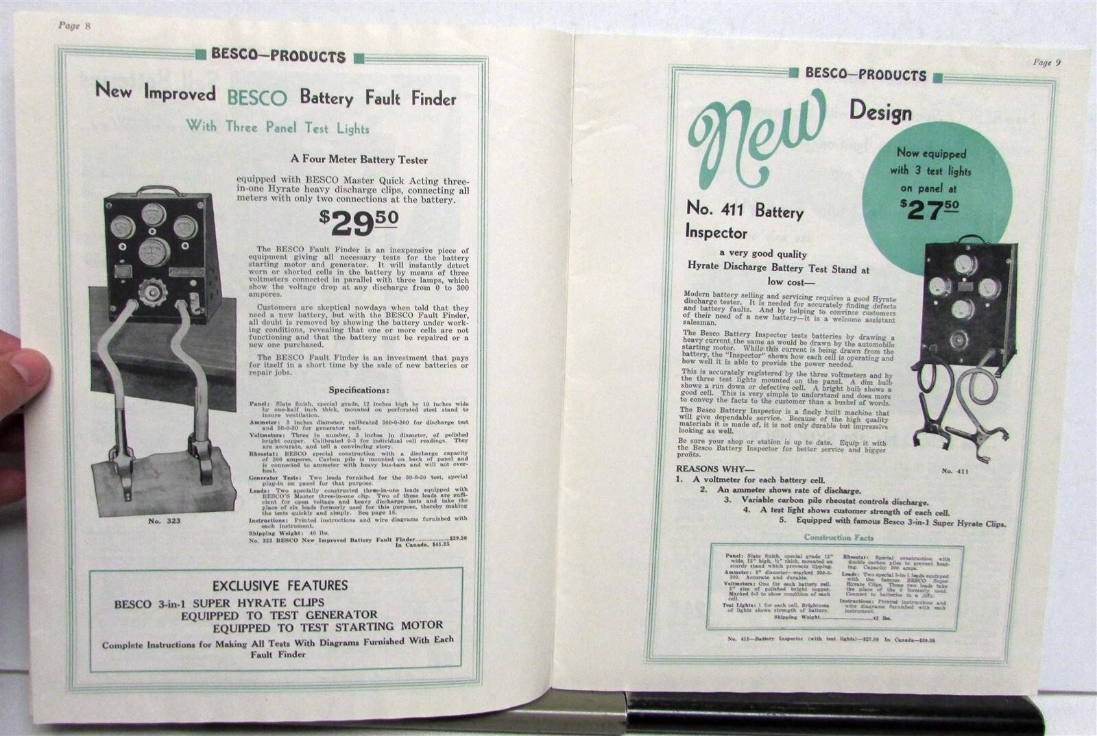 1920s Besco Products Clutches Air Gage Pricing Sales Brochure