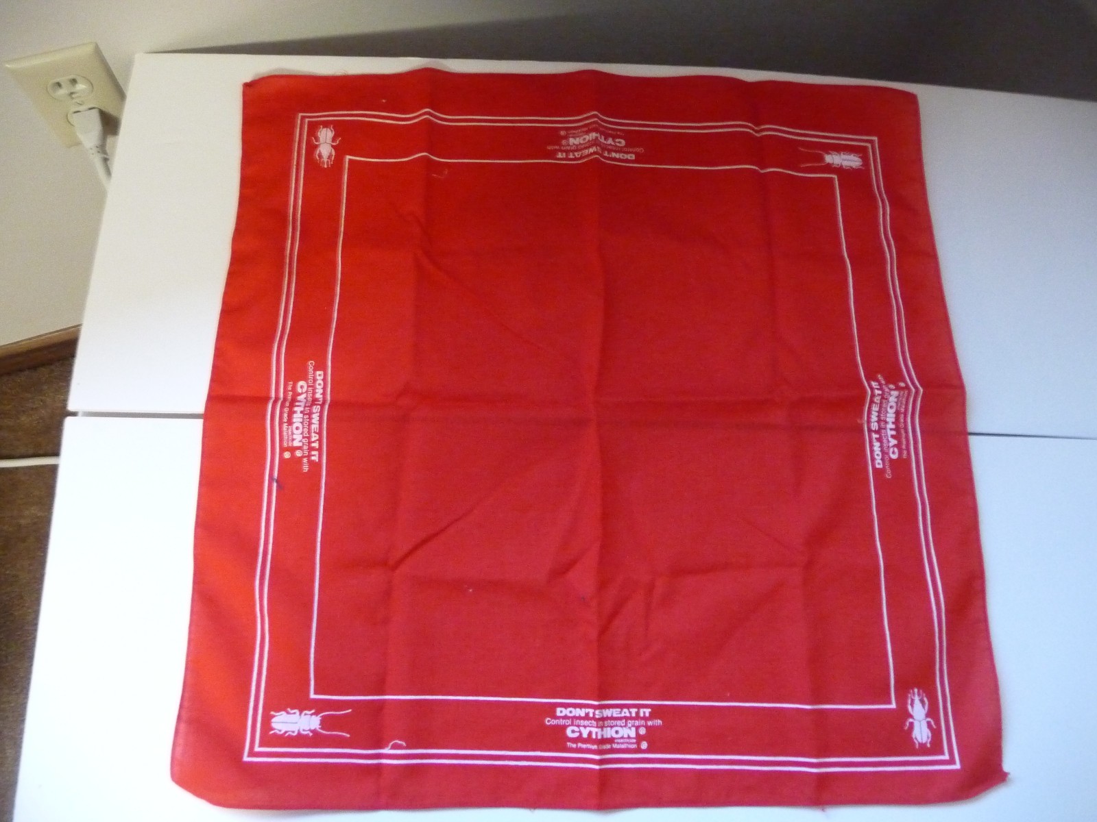 CYTHION SCARF RED WHITE CLOTH DON&rsquo;T SWEAT IT Hanky Do-Rag AGRICULTURE PROMO.