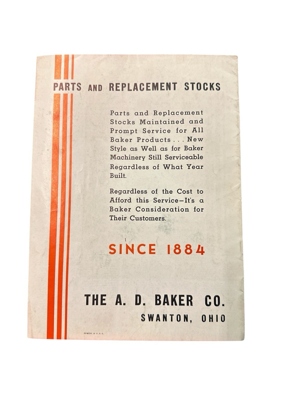 Antique A.D. Baker Grain Thresher Brochure Swanton Ohio Farm Advertising