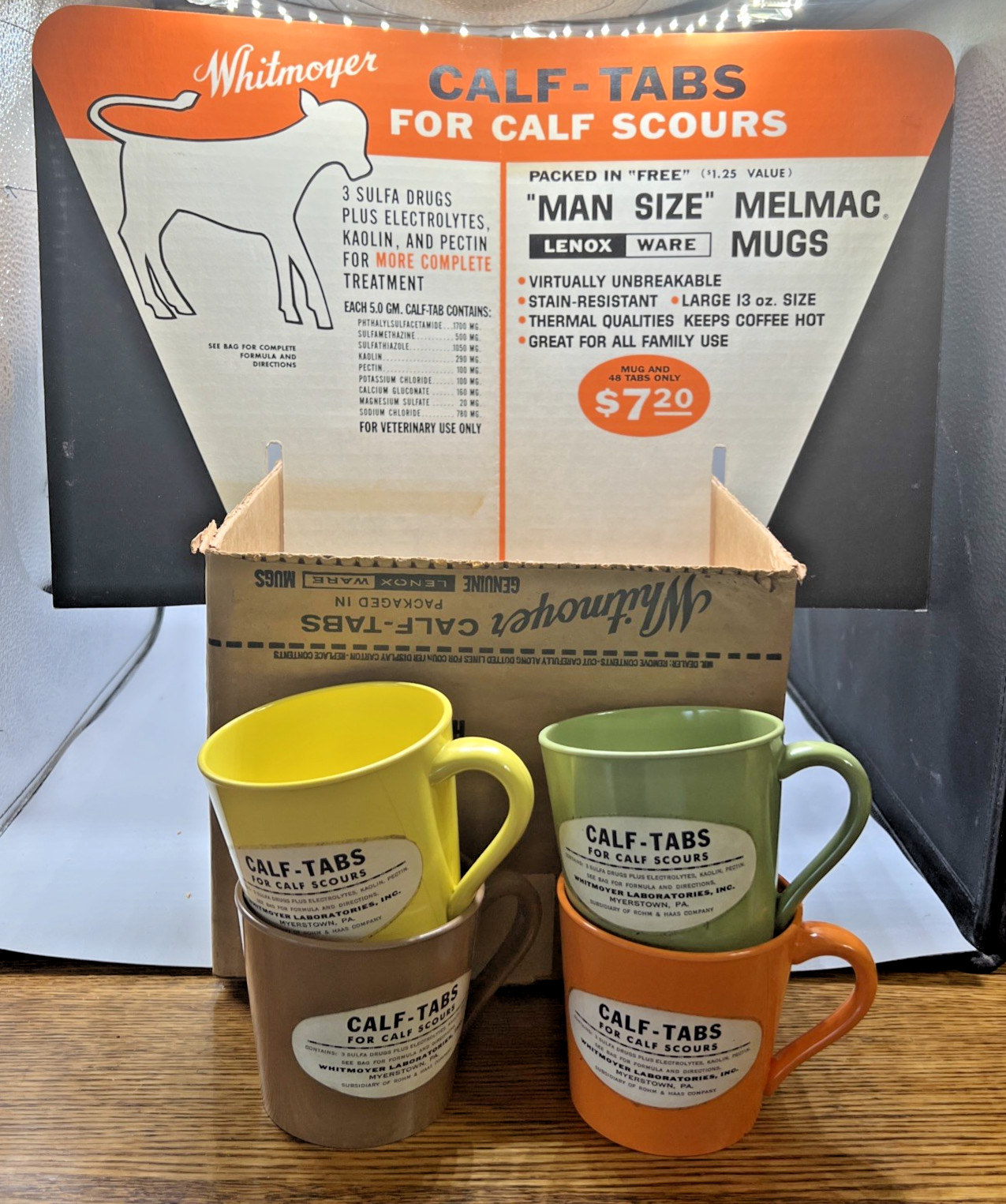 Whitmoyer Laboratories Myerstown PA Calf Scour Tabs Promotional Mug Display