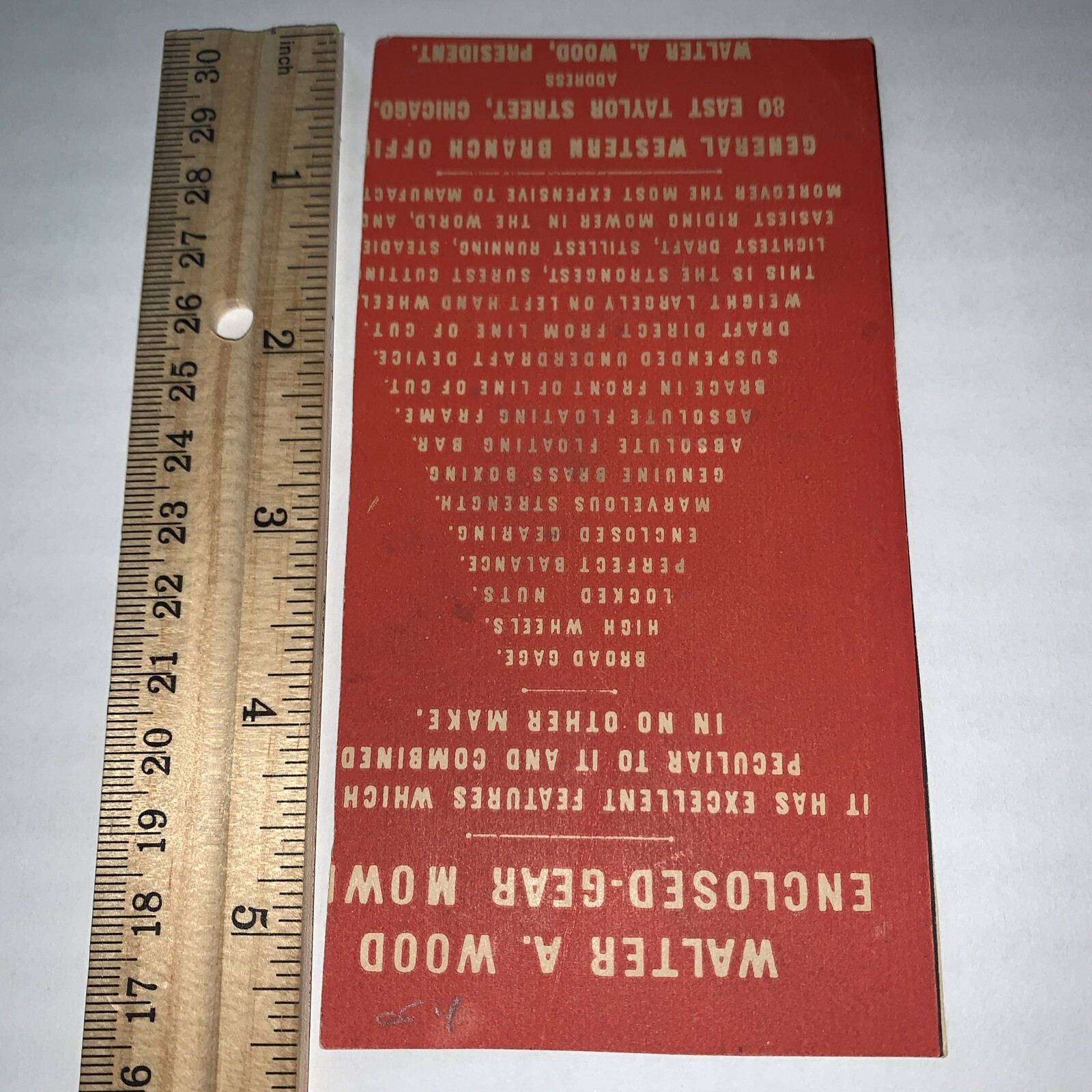 Vintage Advertising Card Walter A Wood Enclosed Gear Mower Chicago Illinois