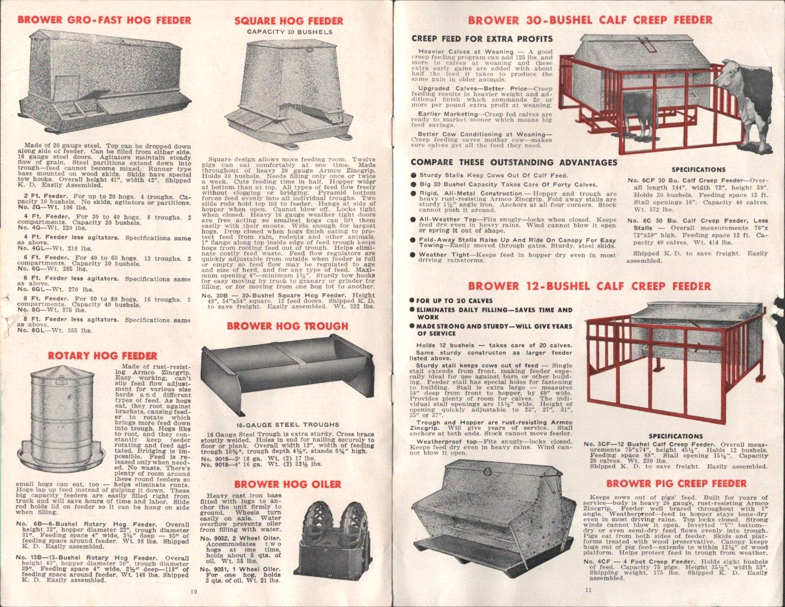 1957 BROWER POULTRY AND HOG EQUIPMENT vintage farming catalog QUINCY, ILLINOIS