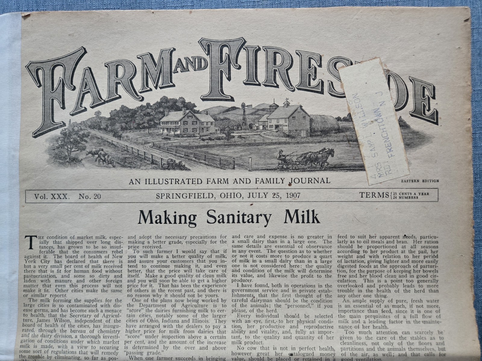 Farm & Fireside Newspaper July 25 1907 Articles Ads Fashion News Humor