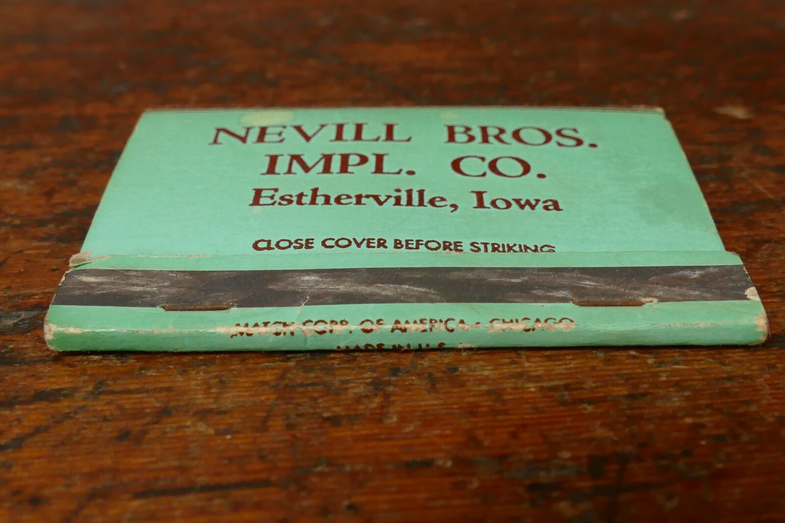 Vintage 1940s Nevill Bros. Implement Co Estherville, Iowa Advertising Matchbook