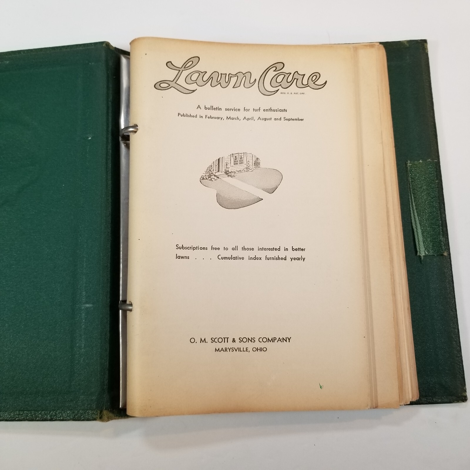 Vintage Scotts Lawn Care Binder Copyright 1937 O M Scott & Sons Co Marysville OH