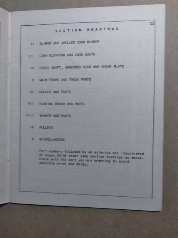 Repair Parts List Instructions Operate Rosenthal Steel 4-20 Corn Husker Shredder