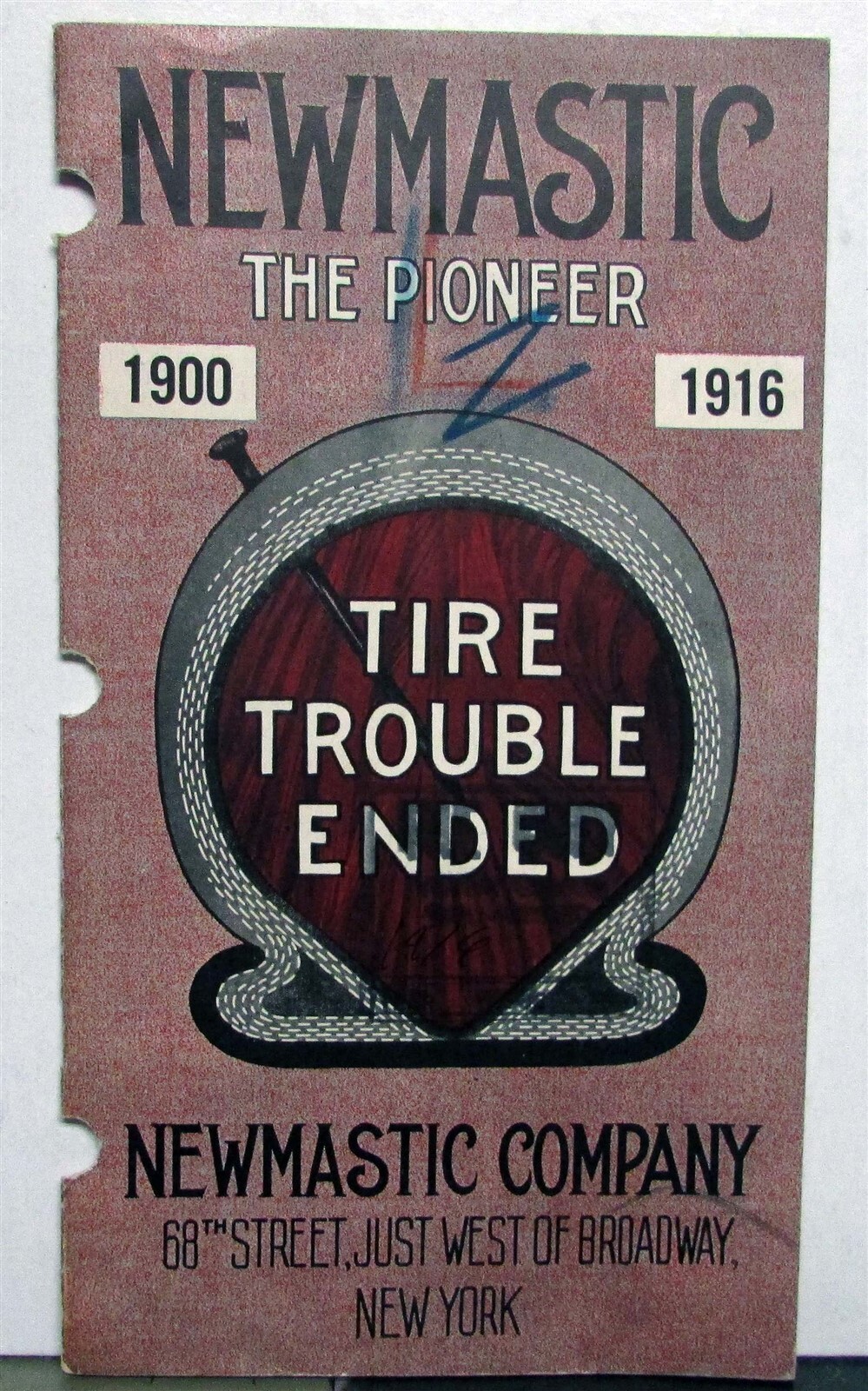 1916 Newmastic Pioneer Tire Trouble Ended Pricing Sizing Features Sales Brochure