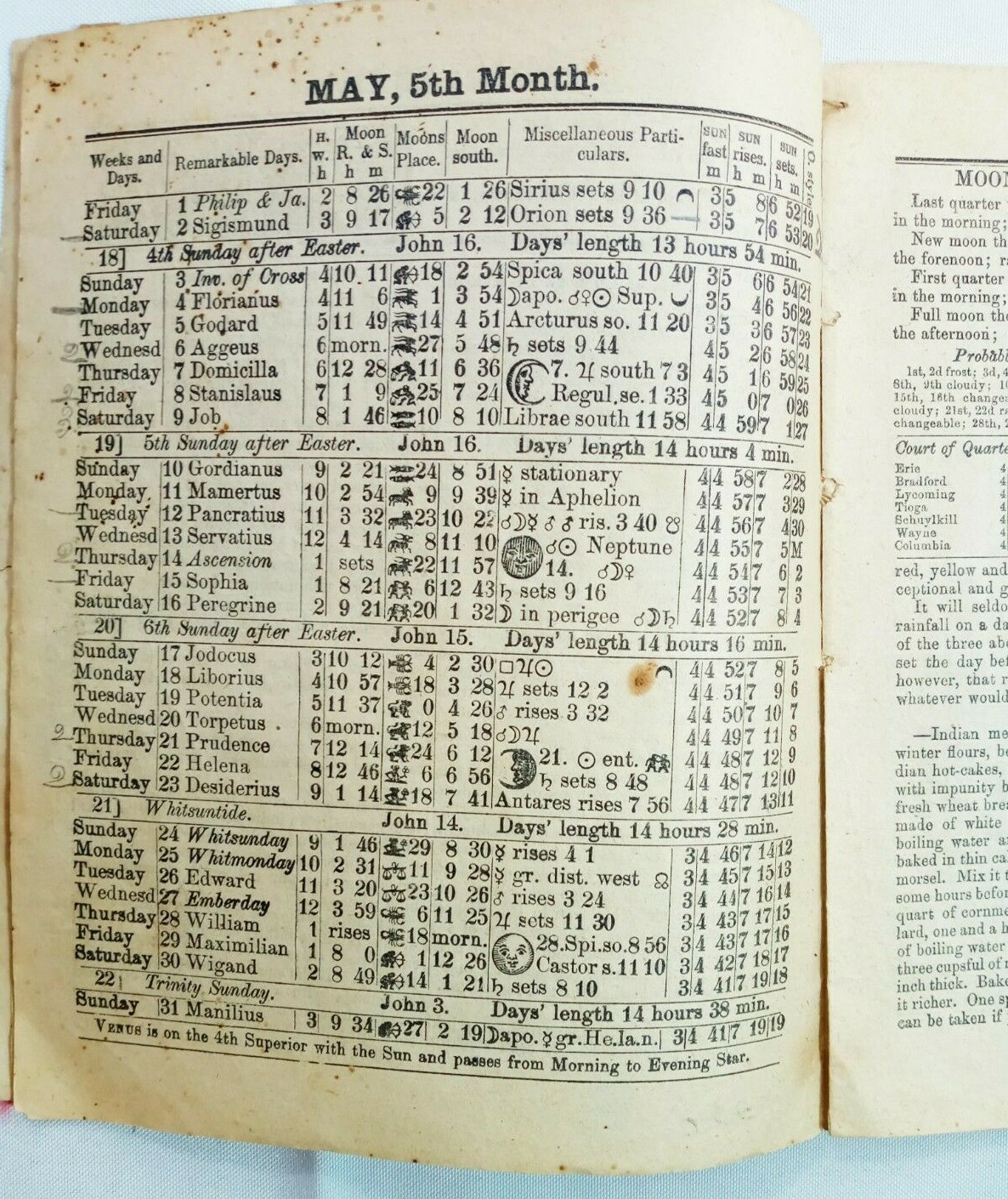 Vintage 1885 John Bear Baer&rsquo;s Agricultural Almanac Antique Farmers Lancaster PA