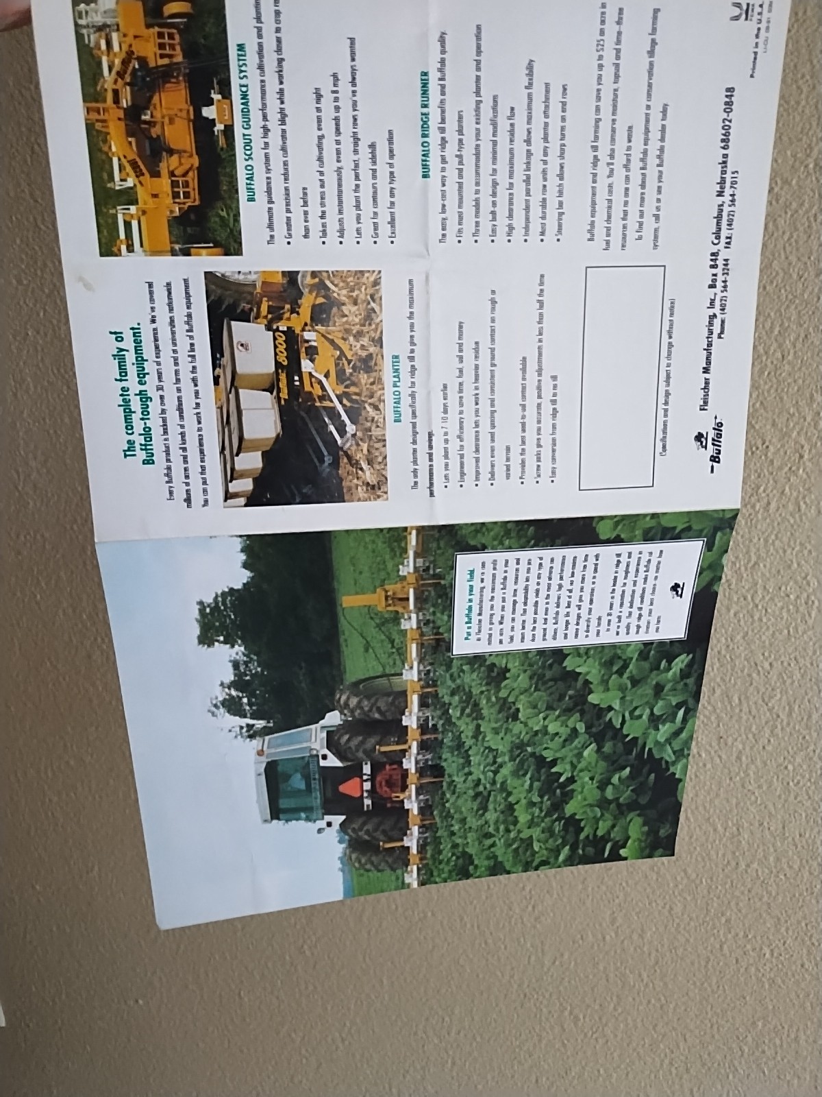 1991 Buffalo Cultivator Brochure Fleischer Mfg Columbus NE USA Farm Field Ag Ad