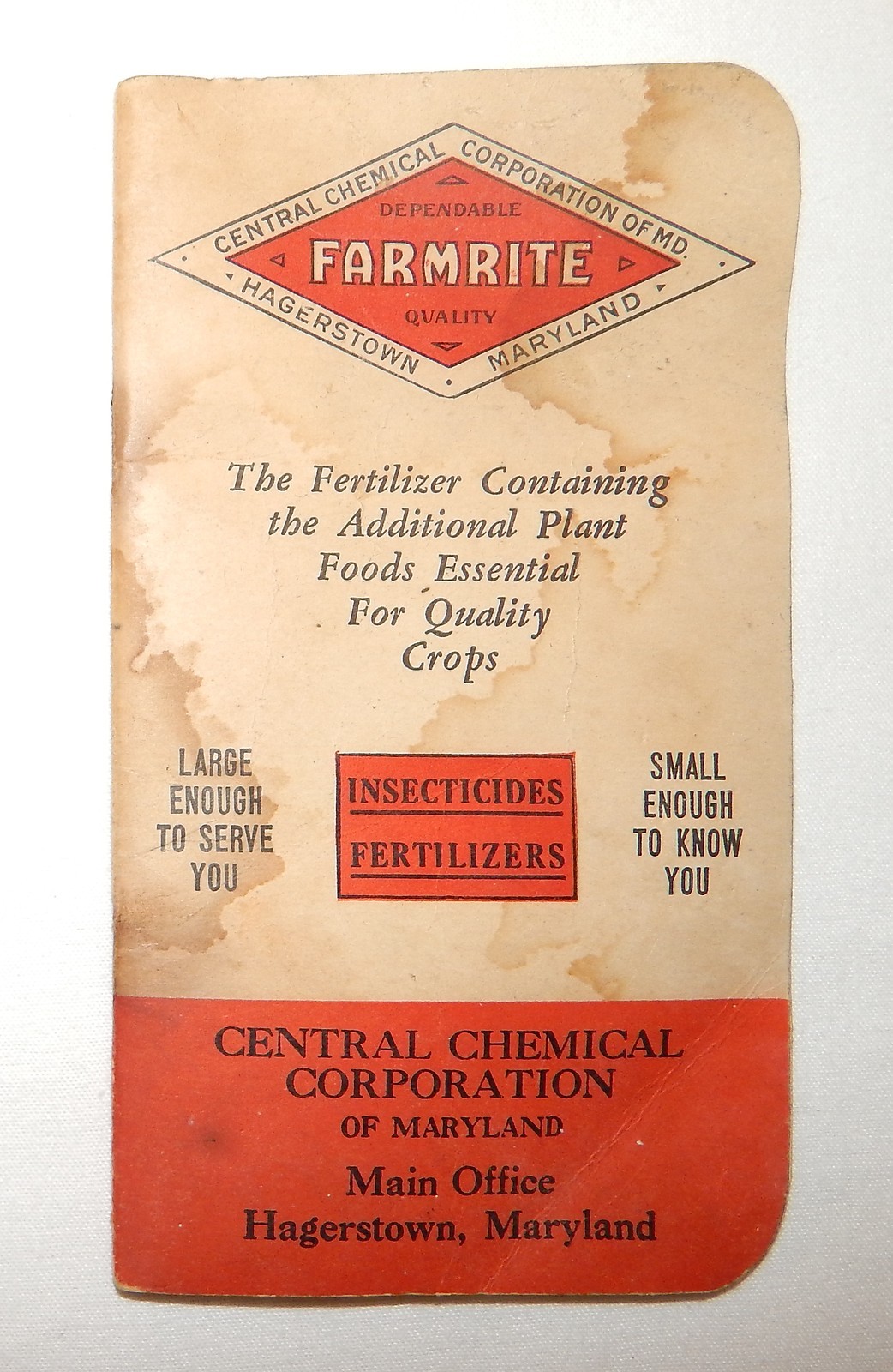 1938 FARMRITE BOOK*ANTIQUE FARM COUNTRY AD*MD MARYLAND CENTRAL CHEMICAL*CALENDAR