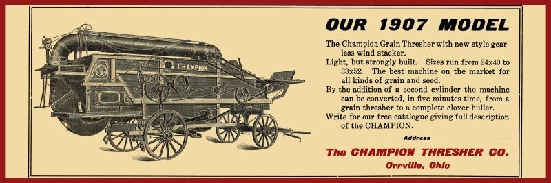 Champion Thresher of Orrville OhiO NEW Sign, 12 x 36&Prime; USA STEEL XL Size – 4 lbs