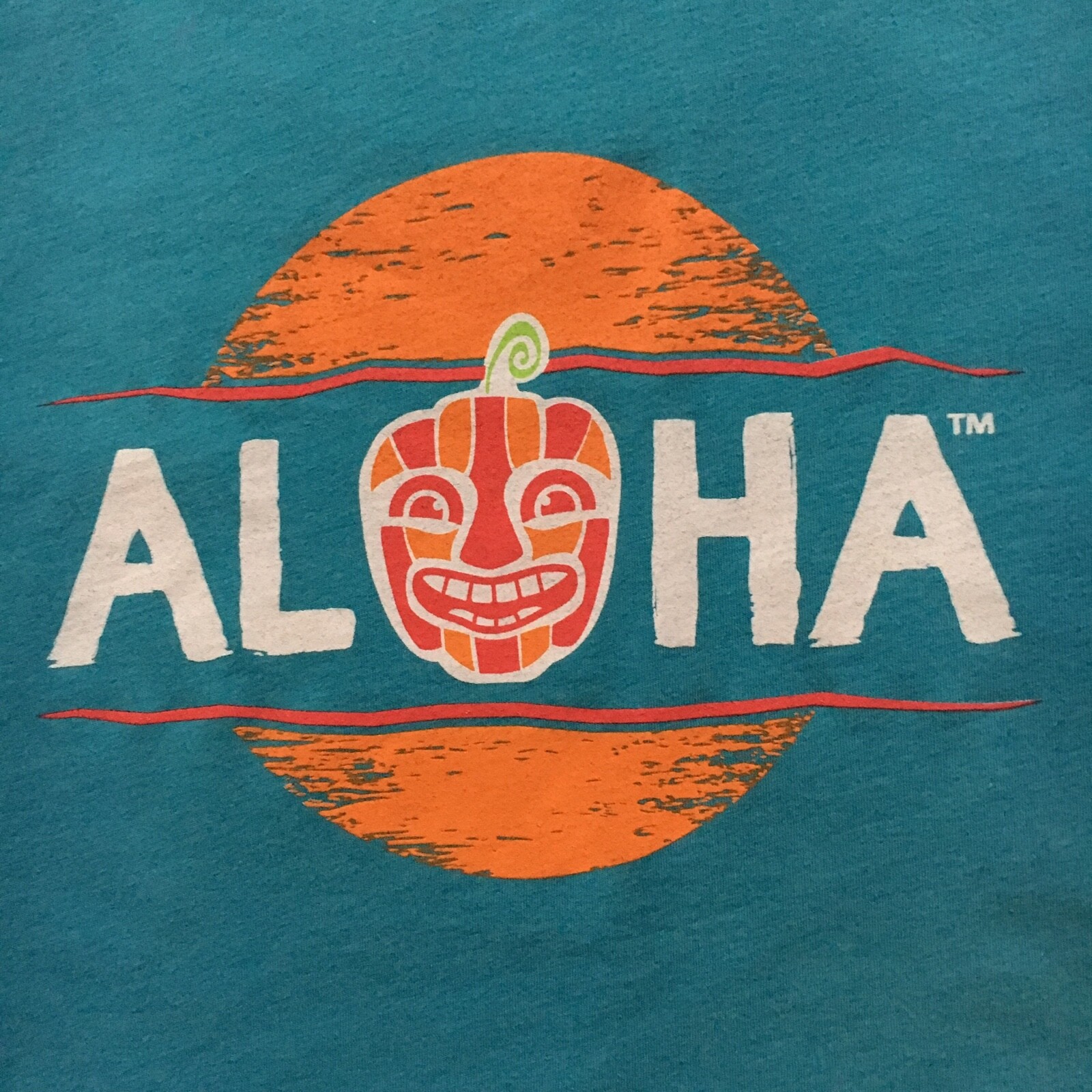 two sided SUNSET ALOHA t-shirt – GREENHOUSE PRODUCE flavor paradise – NEW – (L)