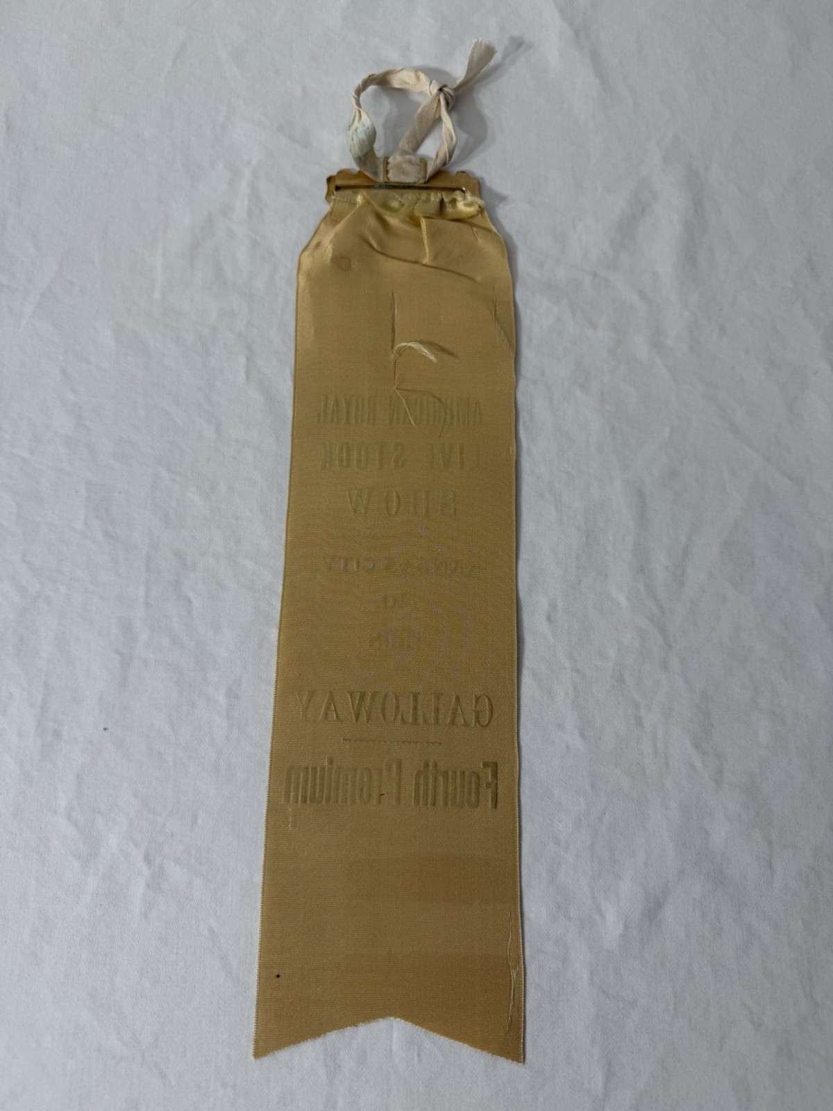 American Royal Livestock Show Kansas City MO 1908 Galloway 4th Premium Ribbon
