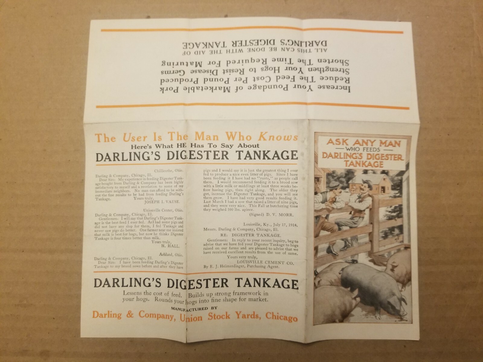 VINTAGE AGRICULTURE BROCHURE. DARLING&rsquo;S DIGESTER TANKAGE.