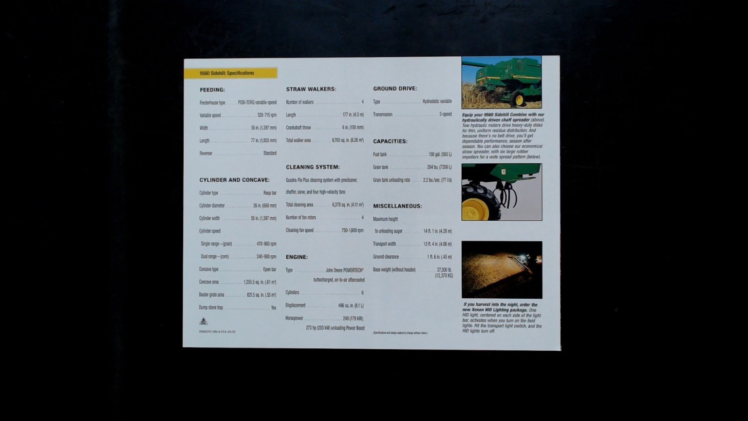 John Deere 60 Series Sidehill Combine Brochure Vintage Agriculture