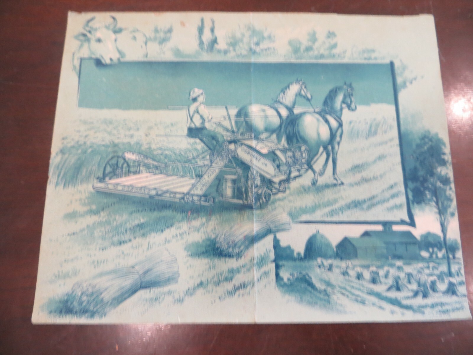 Osborne Harvester & Binder,Osborne Reaper Horsees Picture Victorian Trade Card