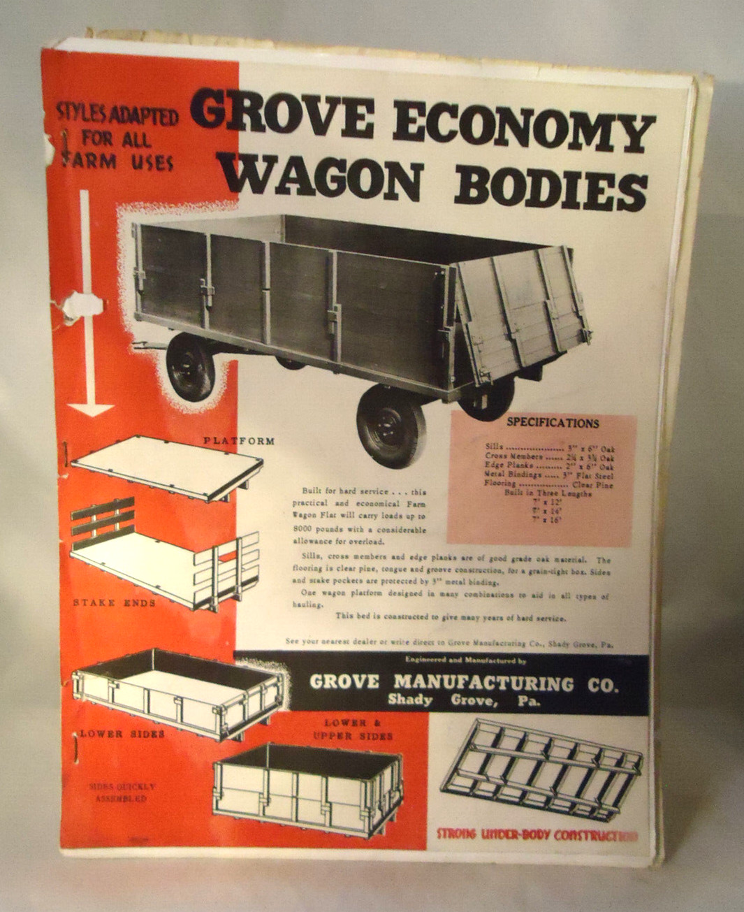 1950&rsquo;S GROVE MANUFACTURING FARM WAGON CATALOG 9 PAGES