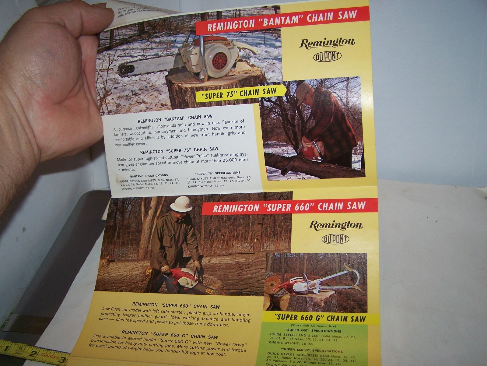 REMINGTON CHAIN SAW Sales Brochure Poster Timber Forestry Firewood Drill Auger