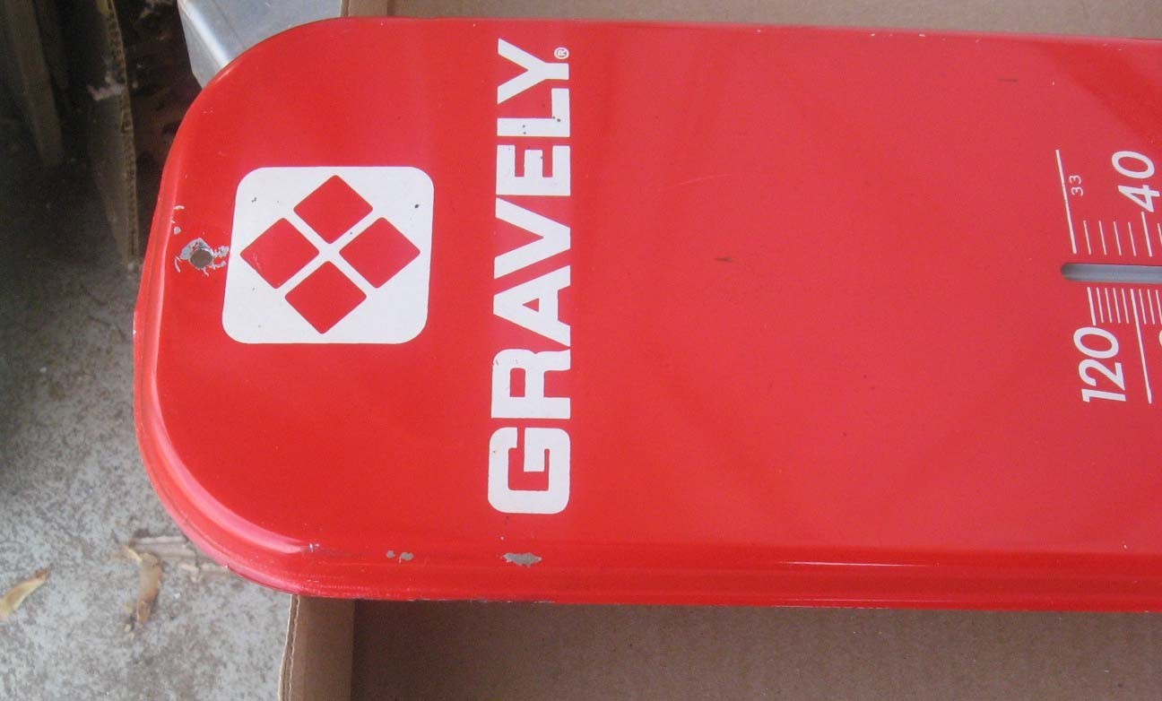 GRAVELY LAWN MOWER GARDEN TRACTOR CO TIN THERMOMETER SIGN