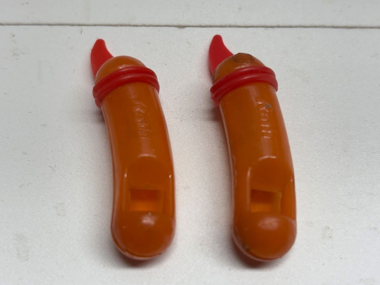 Rath Promo Hotdog Toy Whistles (TWO) with Red Feathers