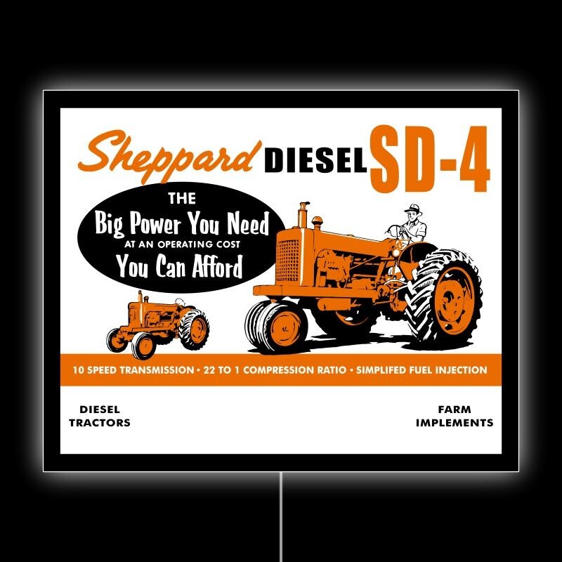 Sheppard Diesel SD-4 Tractor NEW LED Hanging Lighted Sign: 18×23&Prime;
