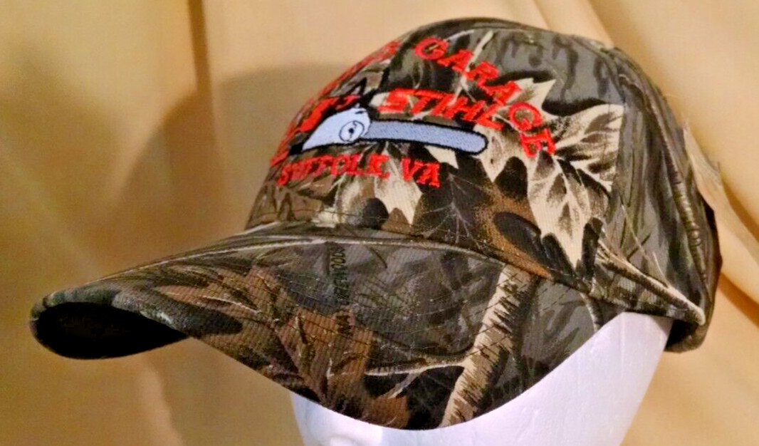 STIHL HAT ASWELL&rsquo;S GARAGE SUFFOLK VA CAMO ORANGE NATUREWOODS DAYSTONE CHAIN SAW