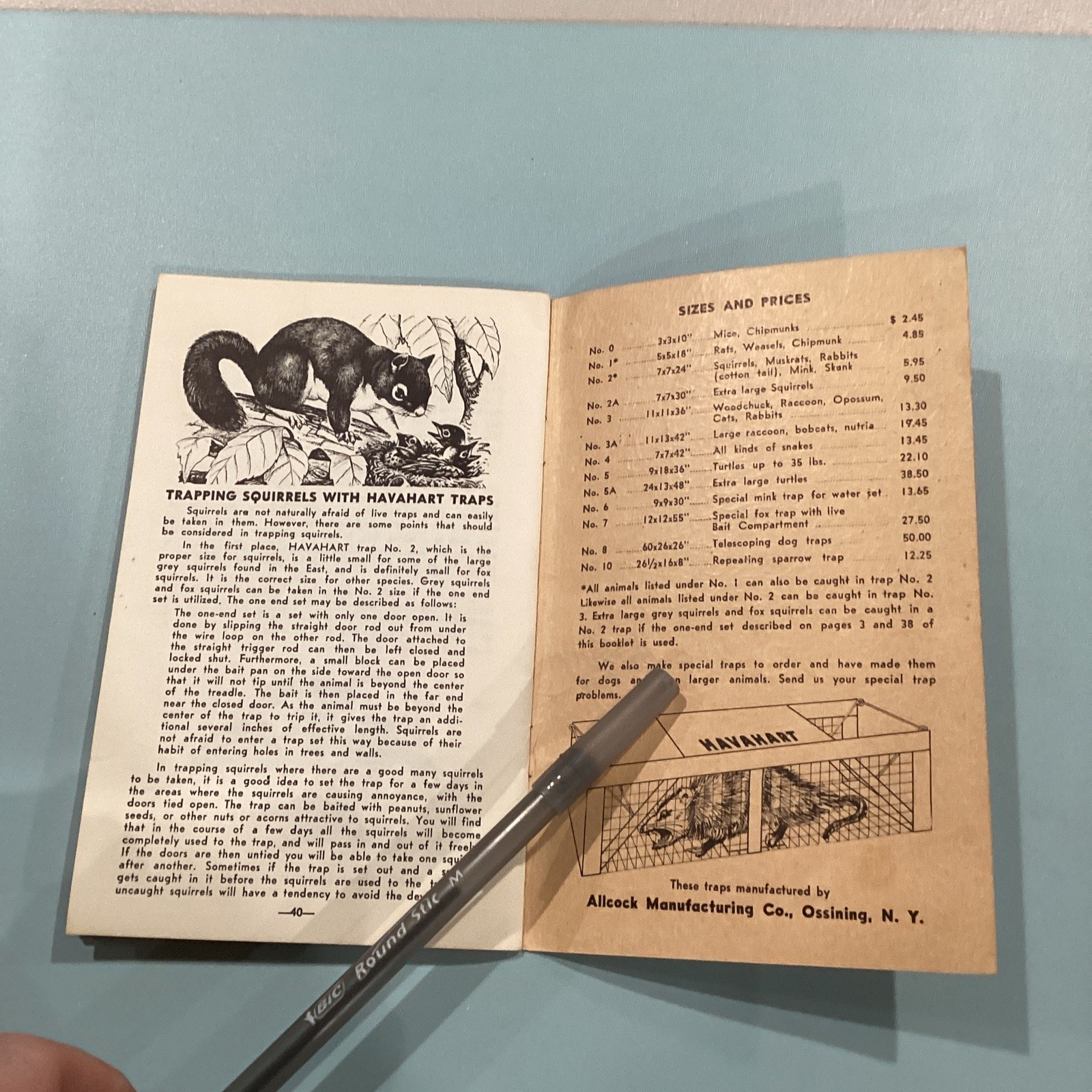 Allcock Manufacturing Co Trapping With Human Havahart Traps Mailer Booklet