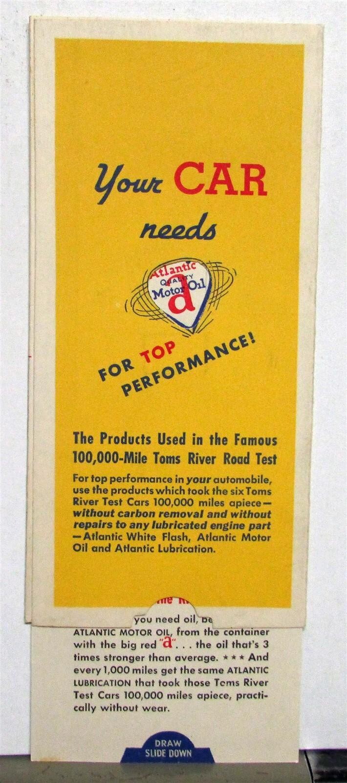 1950s Atlantic Motor Oil Almen Testing Machine W/ Slider Film Strength Brochure