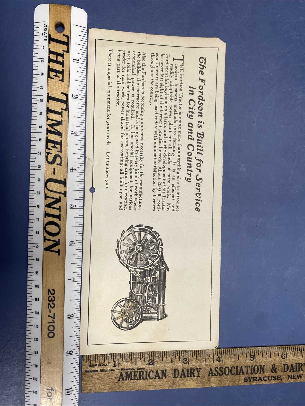 Antique 1914 Fordson tractor calendar cut out advertisement with lithograph