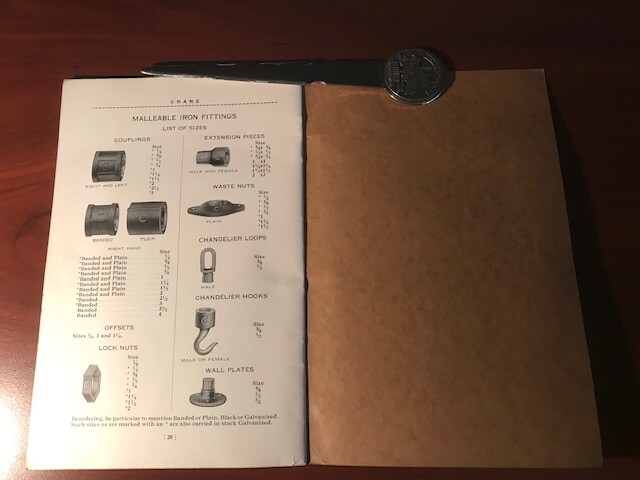 Vintage 1930 Crane Pipe Fittings Catalog and Pricing – 20 pages