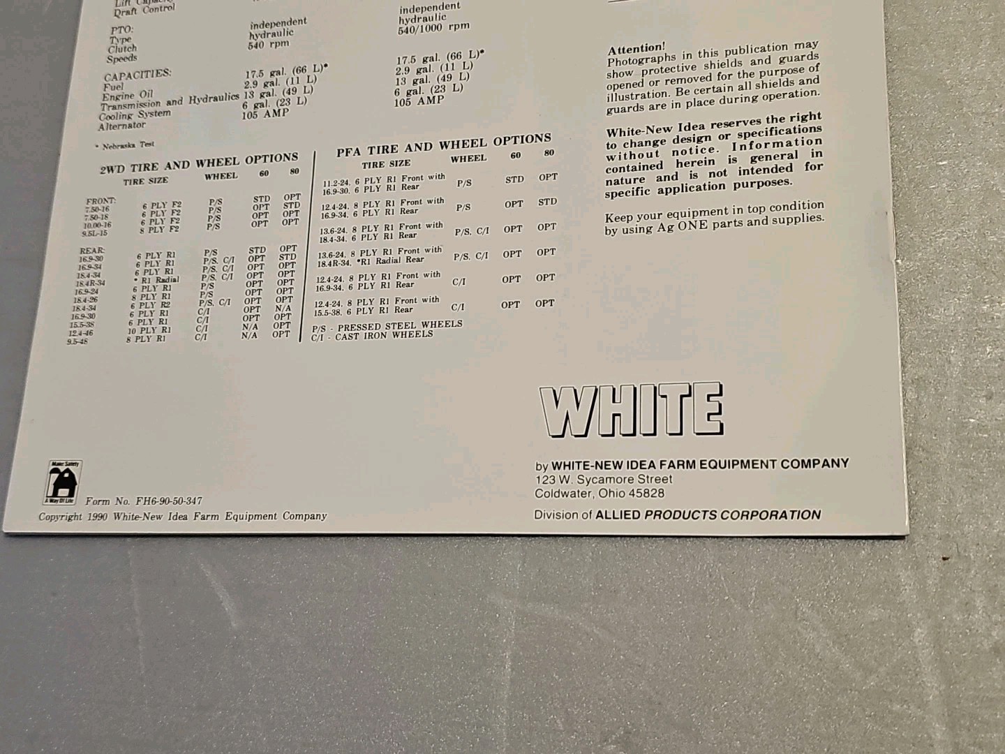 White 60 & 80 Series American Series Tractors Sales Brochure 1990
