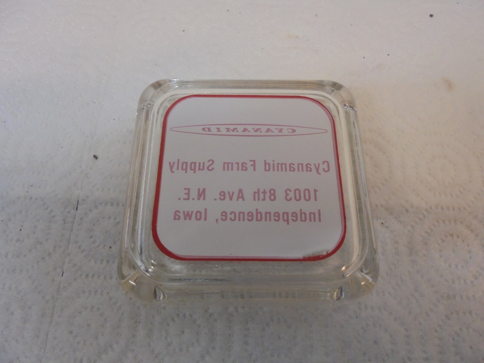 glass ashtray cynamid farm supply independence iowa