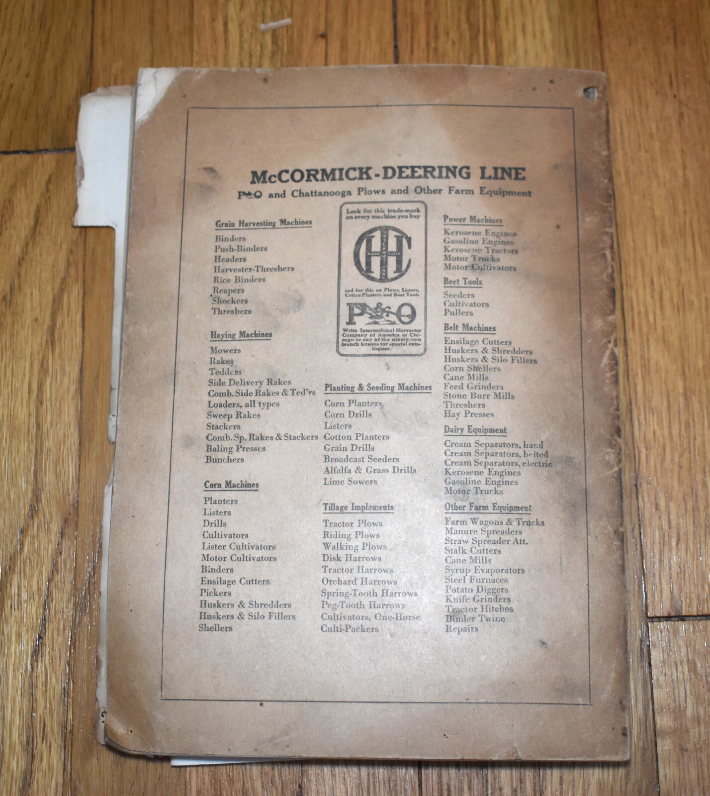 1923 McCormick Deering IHC International Harvester Planter Cultivator CATALOG
