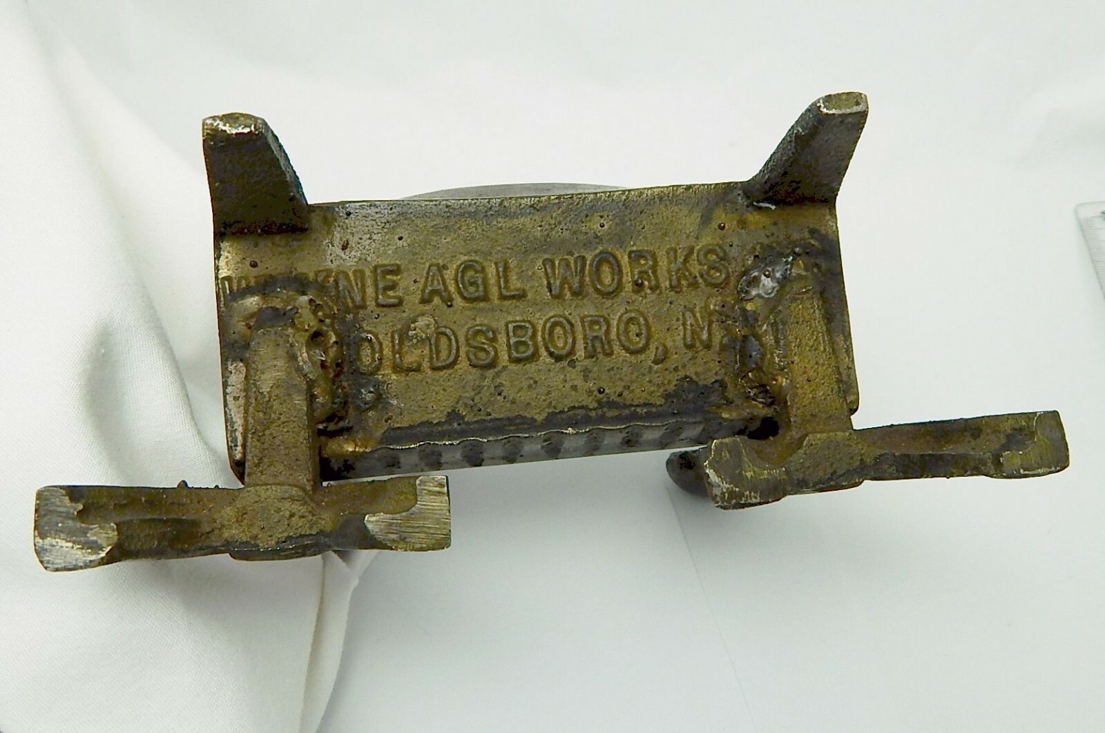 Wayne AGL Works Goldsboro NC Cast Iron Andirons Advertising Ashtray Paperweight