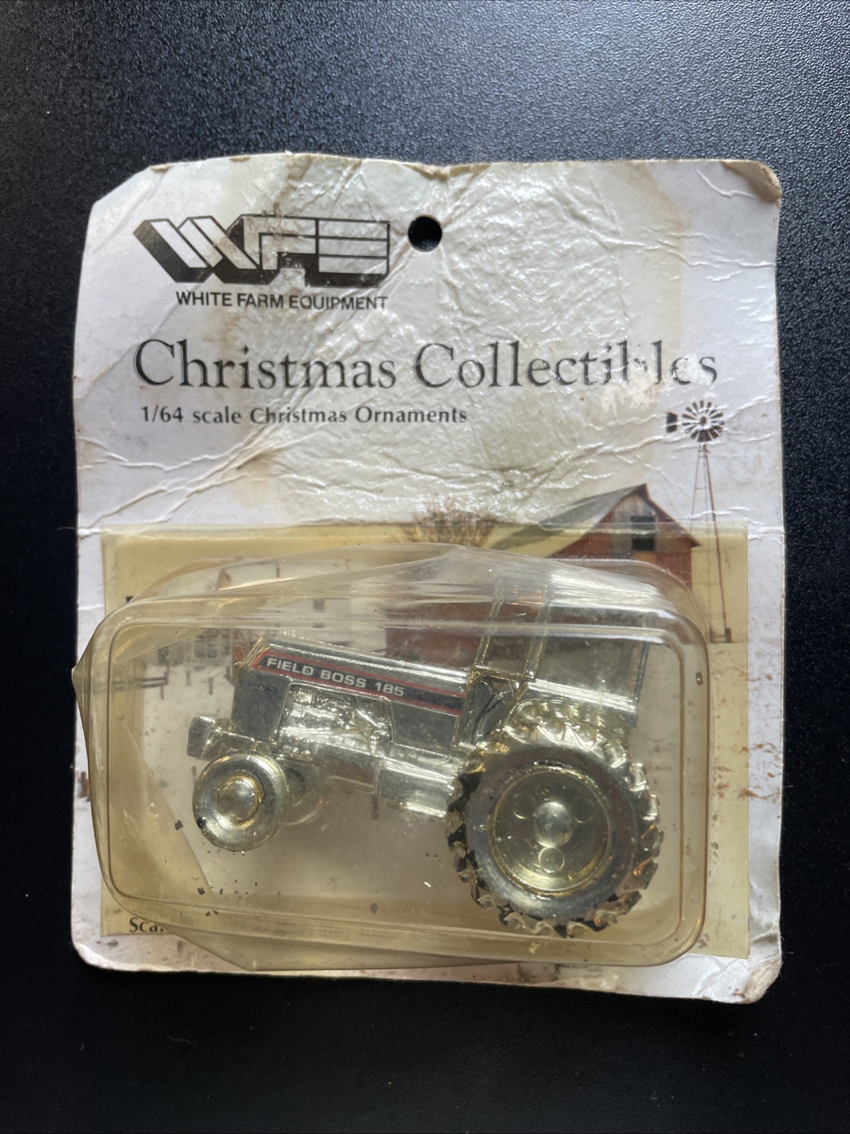 1985 Scale Models White Farm Equipment 1/64 Scale Christmas Ornament BoxDamaged
