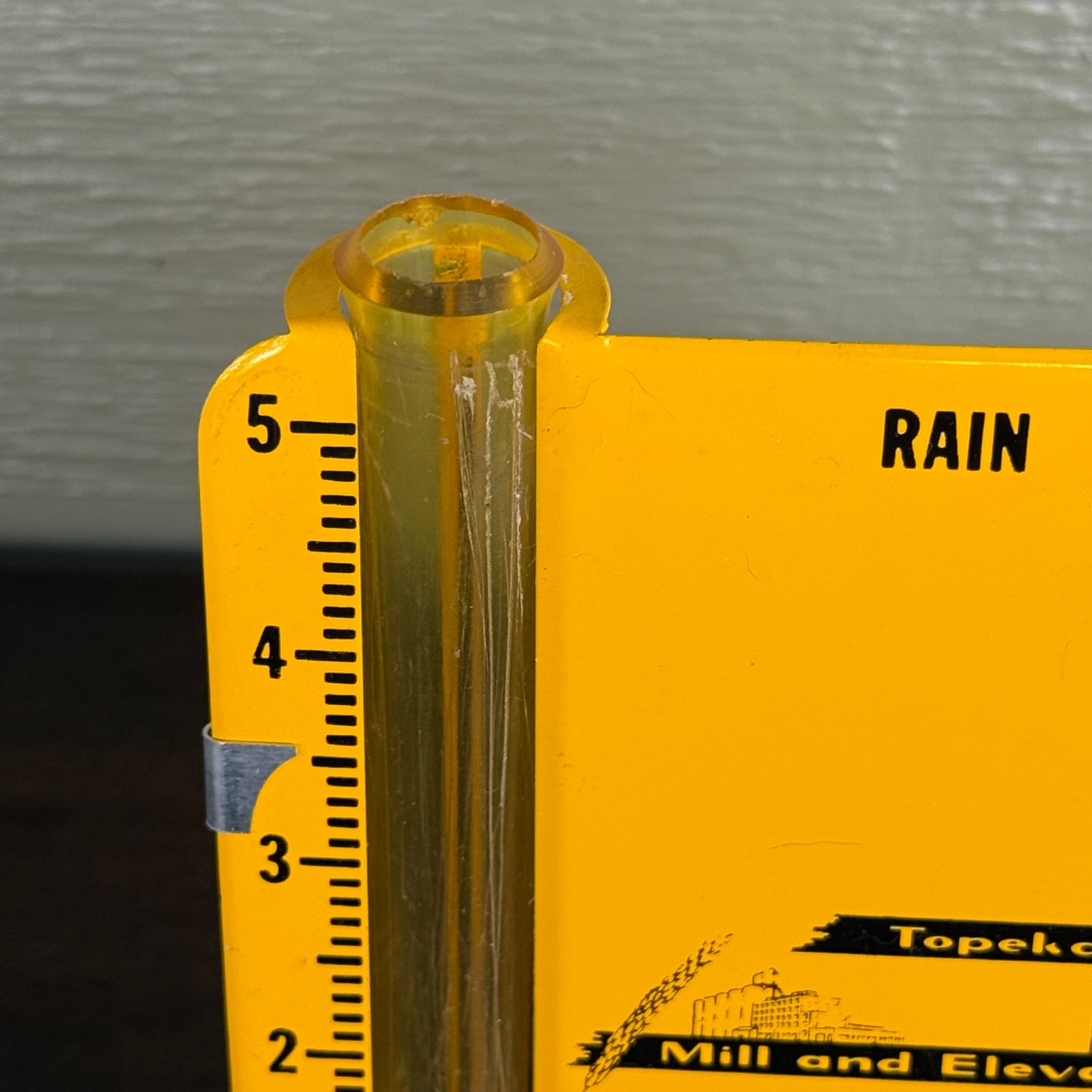 VTG Rain Gauge Topeka Mill & Elevator Co Advertising Kansas Grain Gage Yellow