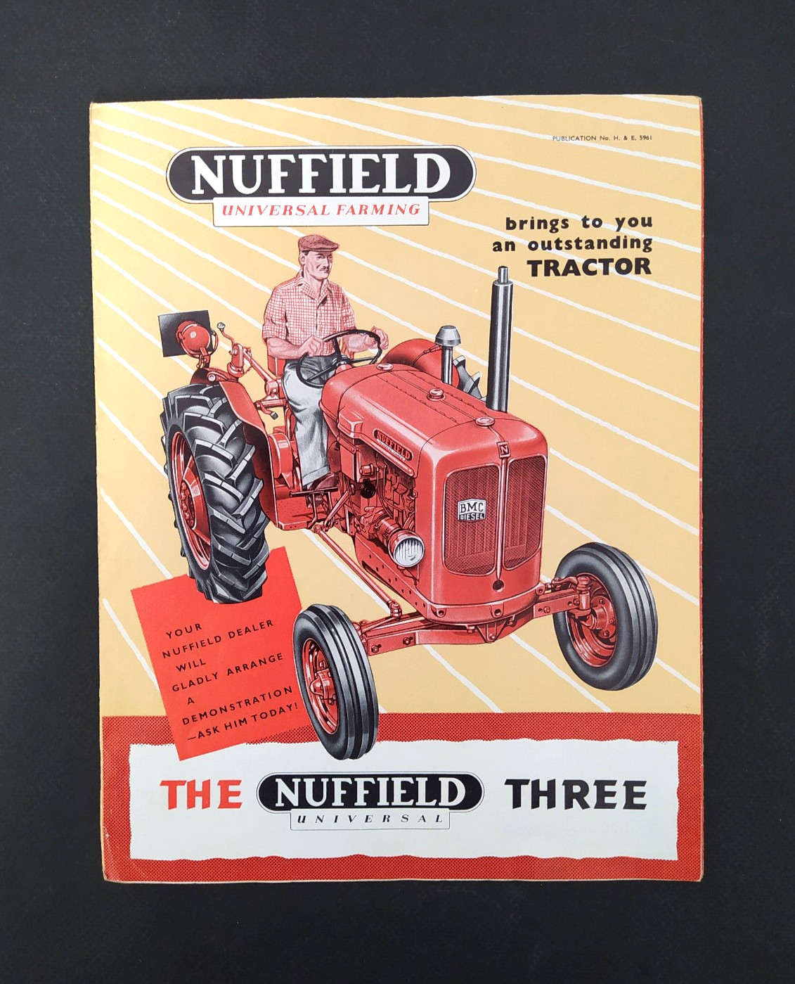 VINTAGE NUFFIELD THREE UNIVERSAL TRACTOR BROCHURE -POSTER 1950&rsquo;s