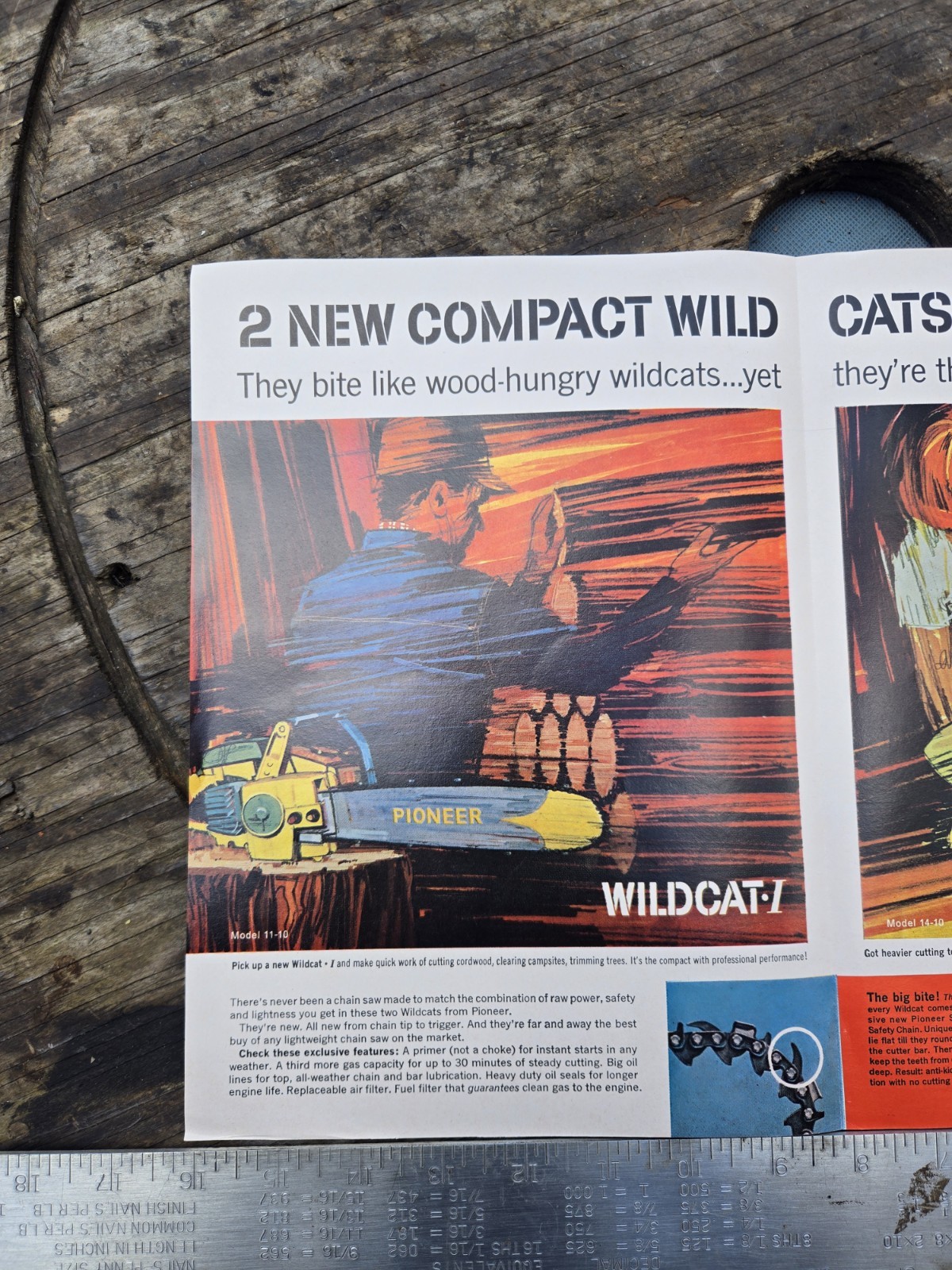 Vintage 1960&rsquo;s Pioneer (OMC) Chainsaw Brochure For 11-10 & 14-10 Wildcat I & II