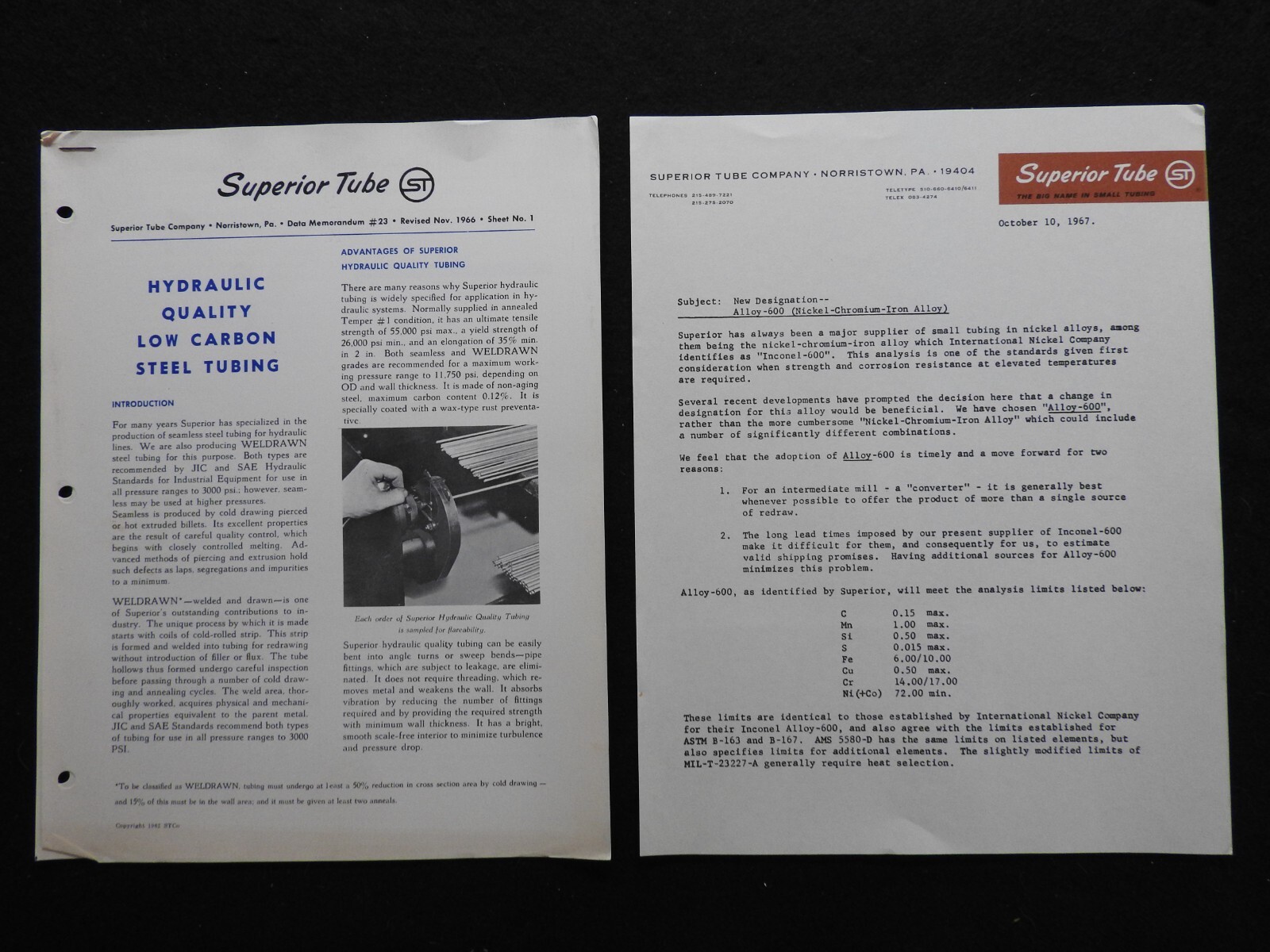 1966 Superior Tube Co. Stainless Steel Tubing Engineering Catalog Norristown PA