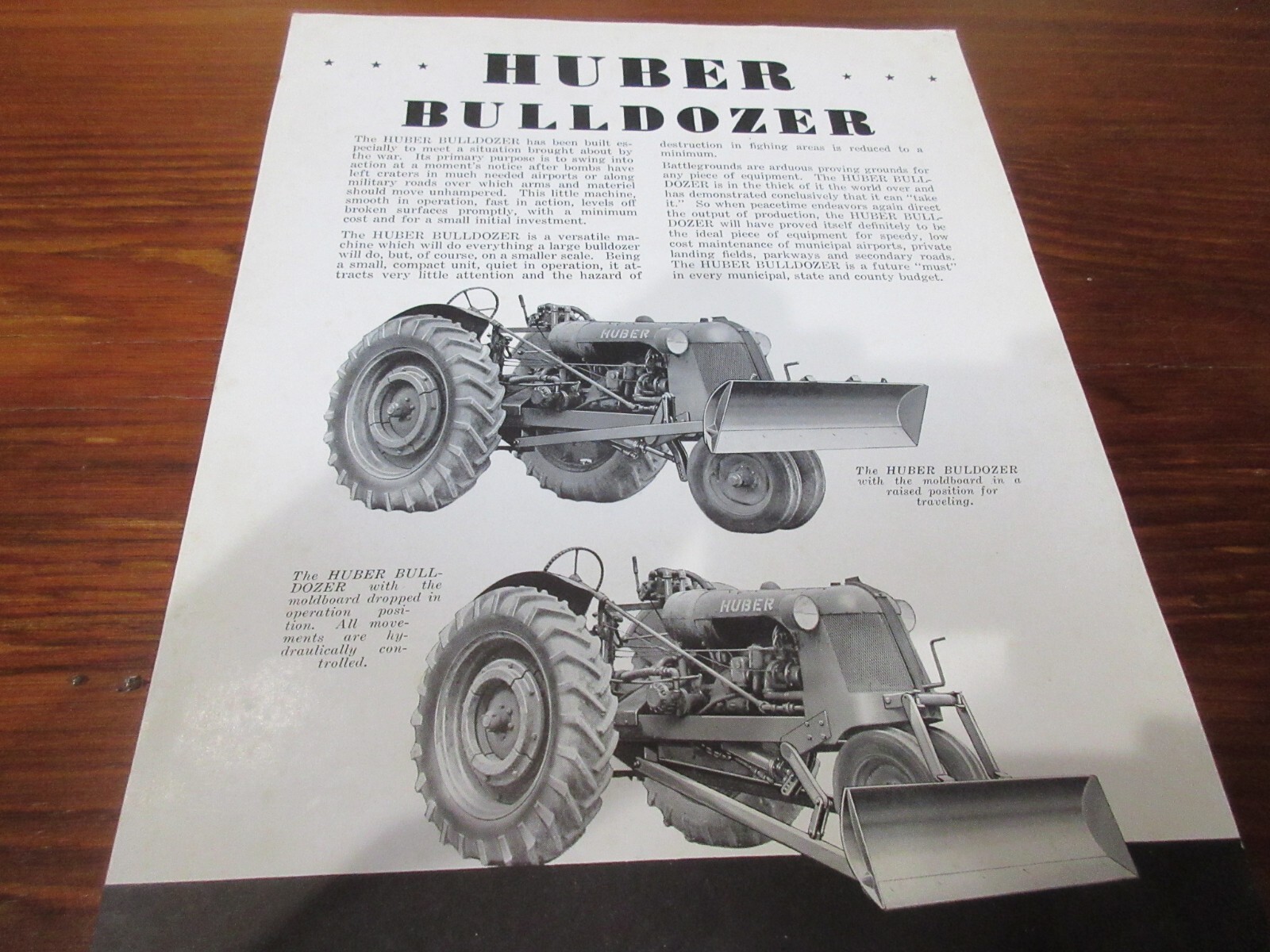 Huber Bulldozer Brochure 2 Pages