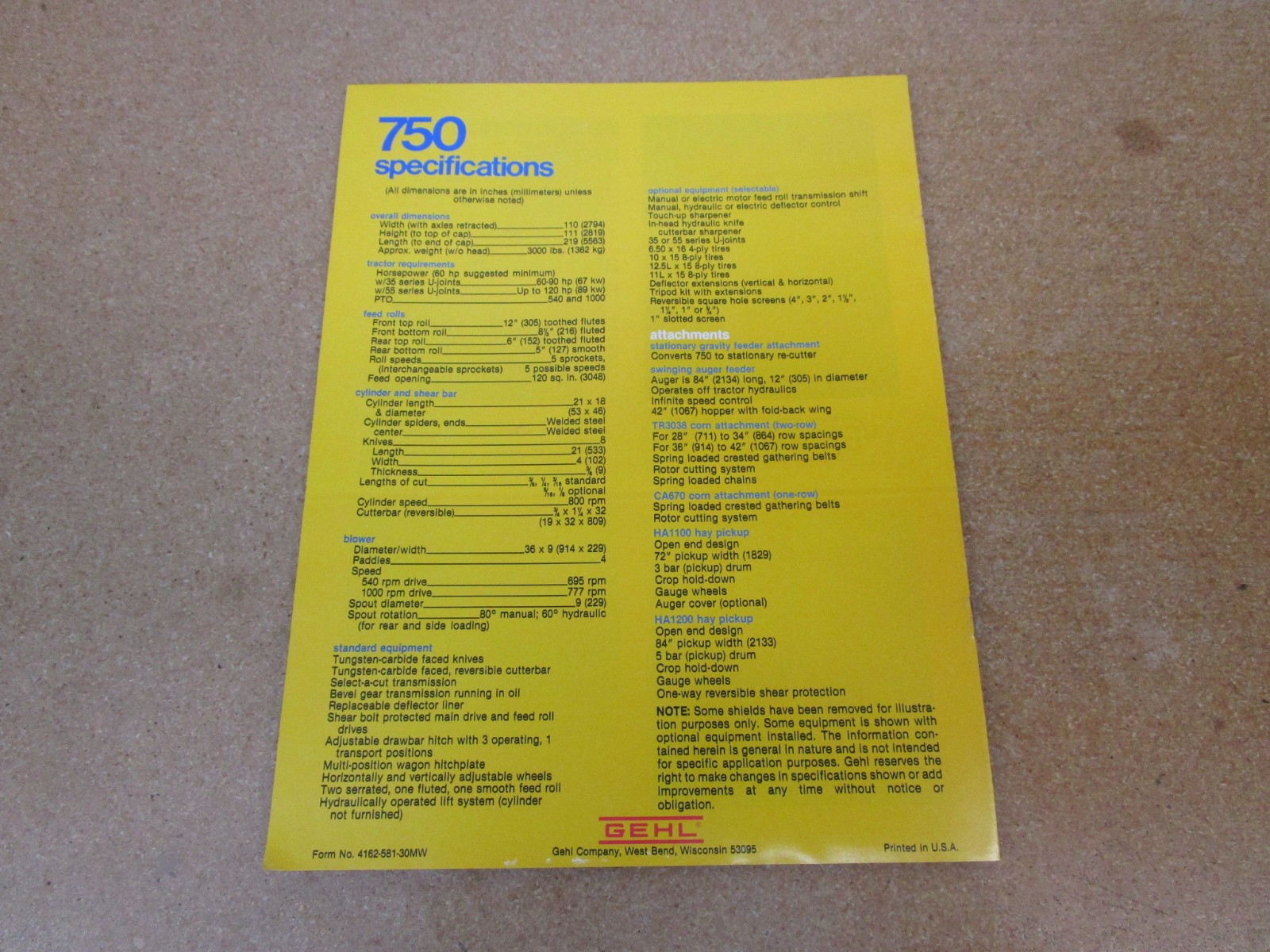 1981 Gehl Forage Harvester 750 chopper sales brochure 8pg ORIGINAL farm lit