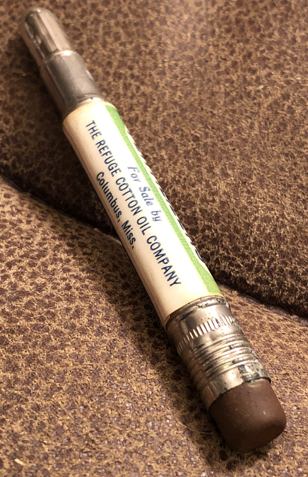 Vintage Columbus Mississippi Advertising Pencil REFUGE COTTON OIL CO – SCO-CO