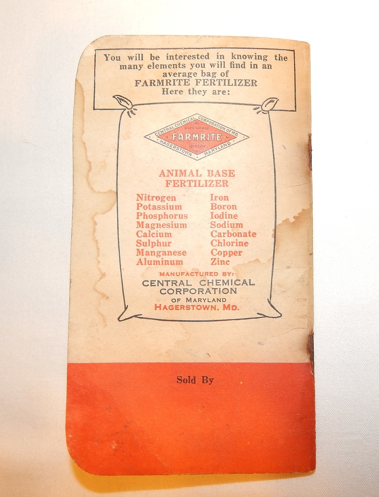 1938 FARMRITE BOOK*ANTIQUE FARM COUNTRY AD*MD MARYLAND CENTRAL CHEMICAL*CALENDAR